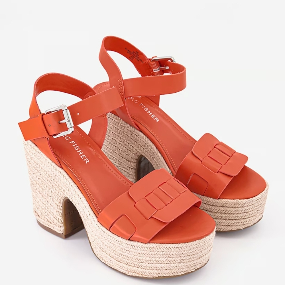 Marc Fisher Viga Platform Espadrille Heeled Sandal In Orange